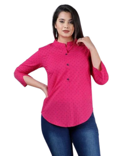 Women Pink Rayon Printed Top