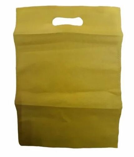 Yellow D Cut Non Woven Bag - Non Woven, 9x11 Inch, Yellow | Eco Friendly, Water Resistant, Hand Length Handle