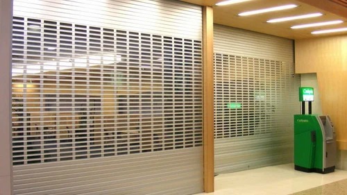 Aluminium Rolling Shutters - Acrylic 10 Feet Silver Motorized Powder Coated Push Button Control