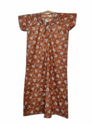 Brown Stiching Cotton Nighty