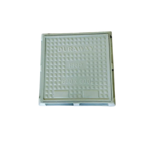 FRP Square Manhole Cover 600x600 mm - 2.5 Ton Load, Corrosion Resistant, High Strength