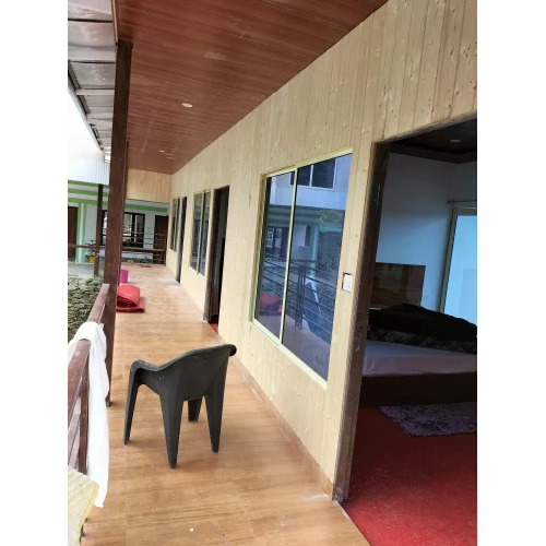 Prefabricated Wooden Cottage - Wood And Cement Fibre Board, 44x20x10 Ft, Brown, Swing Open Style