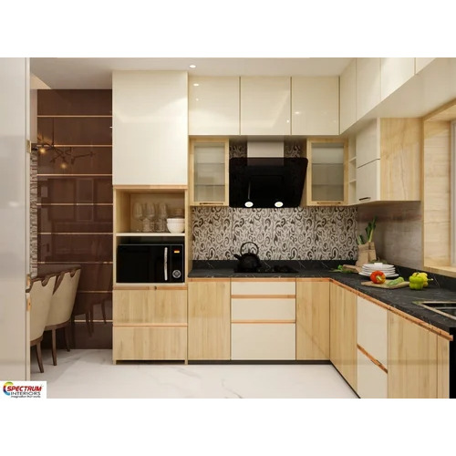 PVC L Shape Modular Kitchen Interior Design Services