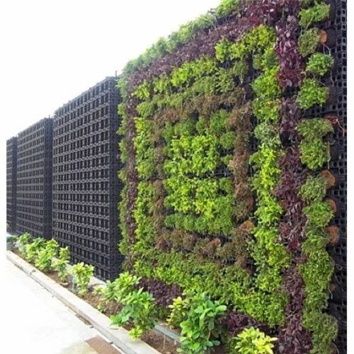 Artificial Plastic Vertical Green Wall - Plastic Rectangular Panel, Green Color | Indoor Outdoor Wall Decoration, Easy To Install