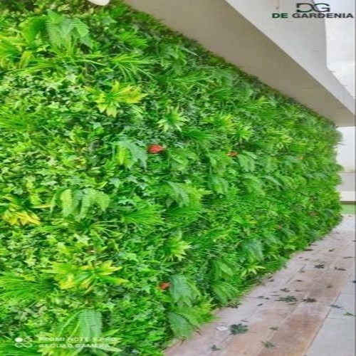 Artificial Uv Artificial Green Wall - Plastic, Rectangular, Green | Indoor Outdoor Wall Decoration, Easy To Install