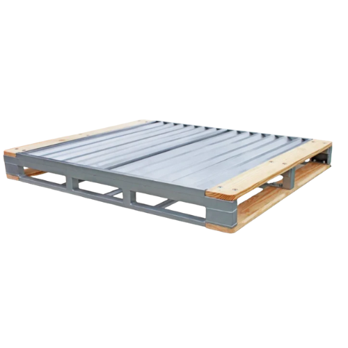 Hybrid/Wooden Pallet - Color: Silver & Brown