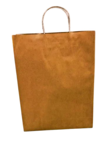 Plain Paper Shopping Bag - Kraft Paper 12x14 Inch Brown, Patch Handle, Load Capacity 5 kg