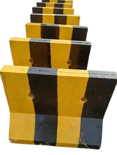 Rcc Road Dividers - RCC 1m Height x 1m Length x 1ft Breadth Black And Yellow Striped | Durable Fine Finished Eco-Friendly Manual Power Needed