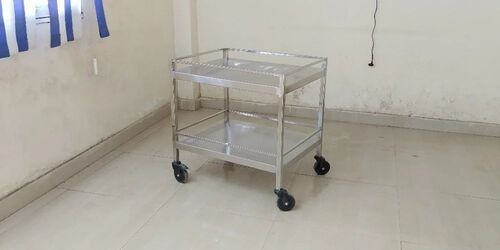 Steel Medical Trolley - Stainless Steel, Standard Size, Silver | Eco-Friendly, Durable, Long Lasting
