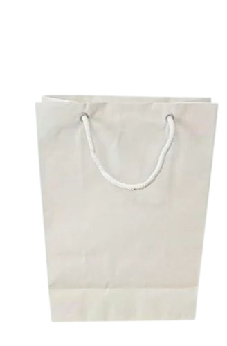 White Plain Paper Bag - Kraft Paper, Customized Size, White, Patch Handle | Eco Friendly, Durable, Fine Finished, Load Capacity 1 Kg