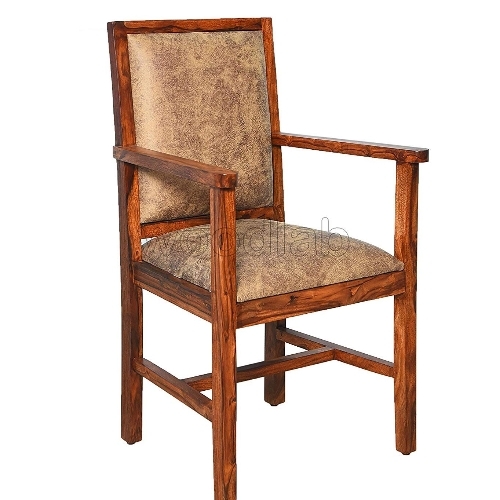 Wood Chair - Indian Wood, Square, Brown, Polished Finish | Durable, Eco-Friendly, Quality Tested