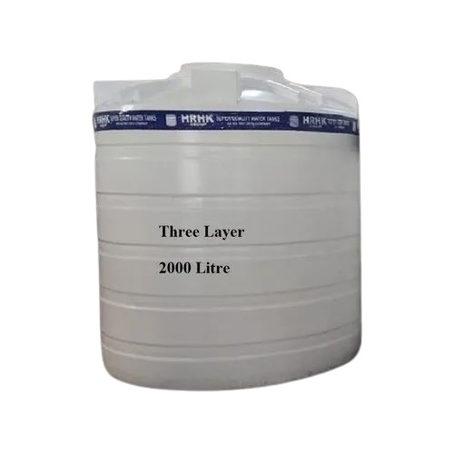 2000L Three Layer Plastic Water Storage Tank - Plastic, 2000L, White | Durable, Heat Resistant, Rust and Leak Proof