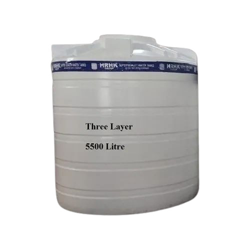 5500L Three Layer Plastic Water Storage Tank - Color: White