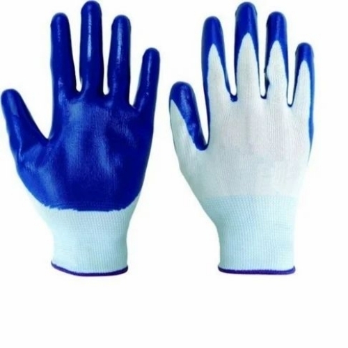 Blue white pu hand gloves