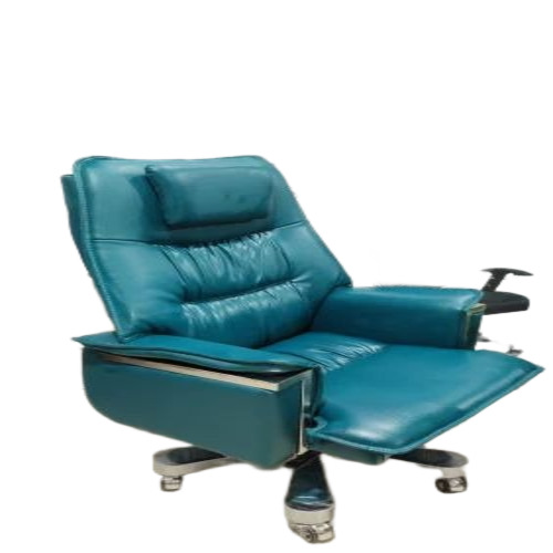 Boss Office Chair - Leather, Steel, Blue, Polished | Durable, Lightweight, Washable, Easy to Clean, Easy to Install