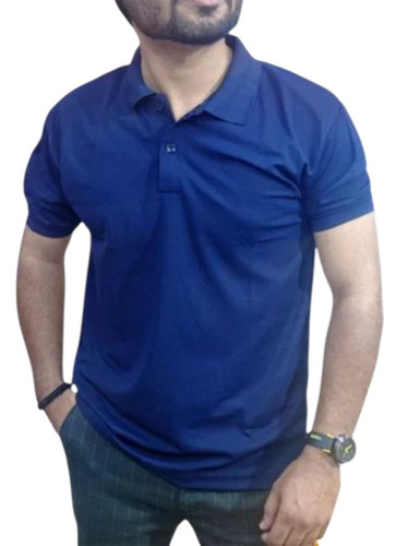 Navy Blue Polo Neck T Shirt