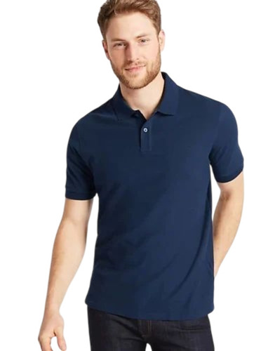 Navy Blue T Shirt - Cotton, 180 GSM, Multi Color | Lightweight, Breathable, Short Sleeve, Polo Collar, Casual Male
