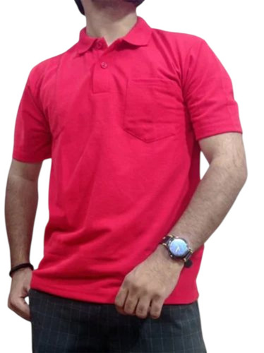 Red Polo Neck T Shirt
