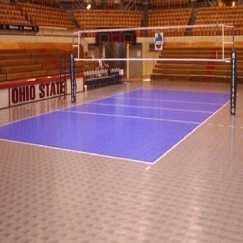 Synthetic Volleyball Floor - Synthetic Material Custom Size Blue Polished Finish | Wear-Resistant Rectangular Shape