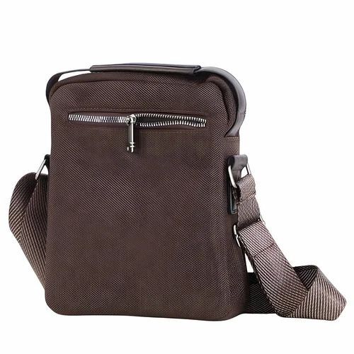 Chocolate Brown Leatherette Sling Bag - Customized Size, Shoulder Length Handle, Zipper Closure, Biodegradable, Moisture Proof, Shock Resistant