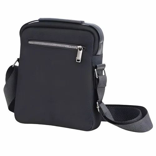 Dark Black Leatherette Sling Bag - Customized Size, Dark Black, Shoulder Length Handle | Biodegradable, Moisture Proof, Shock Resistant
