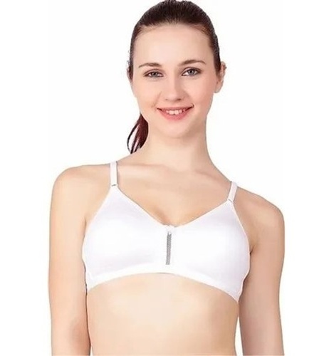 Girls Bra - Cotton, XS-XXXL, White, Non-Padded, Breathable, Skin-Friendly, Back Hook Closure