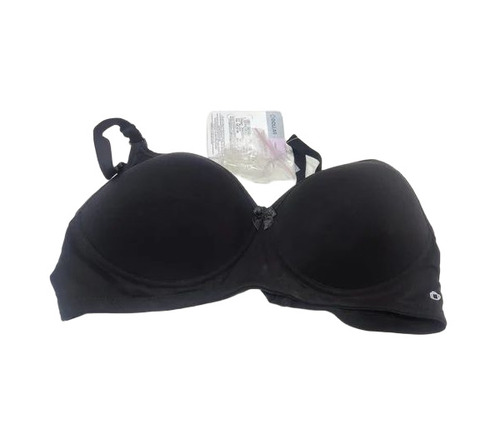 Ladies Bra - Cotton, XS-XXXL, Black, Slim Straps, Back Hook Closure | Padded, Breathable, Skin-Friendly, No Marks