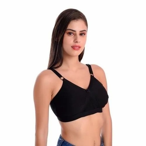 Ladies Bra - Cotton, XS to XXXL, Black, Non Padded, Breathable, Skin-Friendly, No Marks
