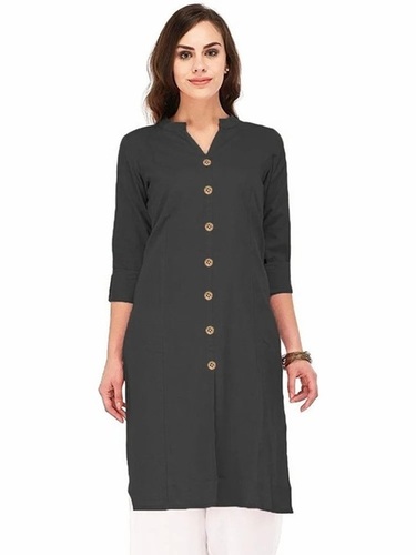 Ladies Fancy Kurtis - Cotton, XS to XXXL, Gray | Breathable, Skin-Friendly, Quick Dry, Shrink Resistant