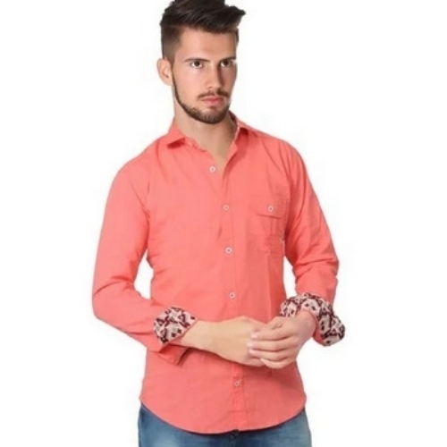 Linen Mens Shirt - Linen, Orange, Full Sleeves, Summer, Anti UV | Classic Check, Durable Stitching, Lightweight, Trendy Look