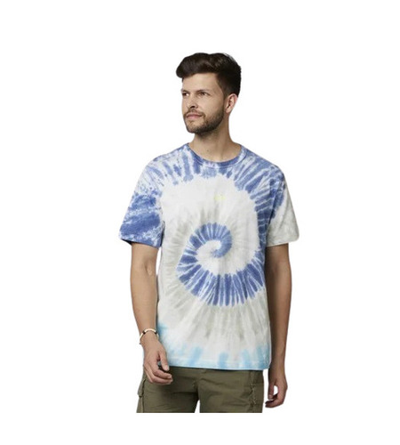 Mens Printed T Shirts - Cotton, XS to XXXL, White & Blue | Breathable, Quick Dry, Skin-Friendly