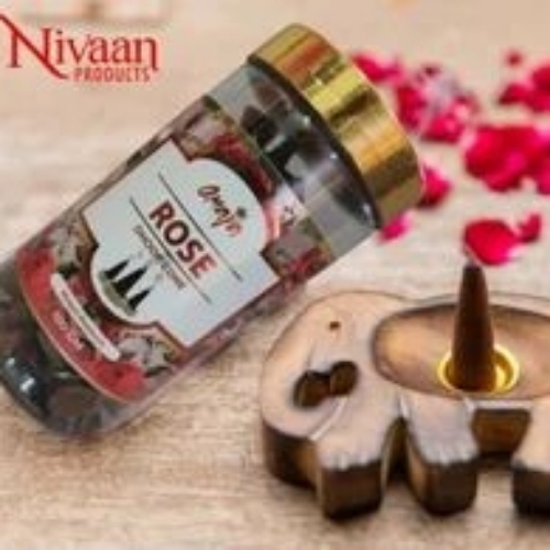 Rose Dhoop Cone - Natural Fragrance Brown Solid Cone Eco-Friendly Insect Resistant Anti-Odour