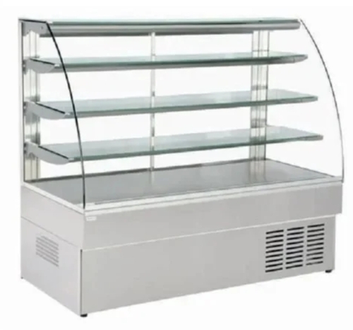 Sweet Display Counter - Polished Silver, 4 Shelves | Temperature Controlled, Frost-Free, Energy Efficient, Glass Visibility, Adjustable Shelving, Humidity Control, LED Lighting, Durable, Easy Cleaning