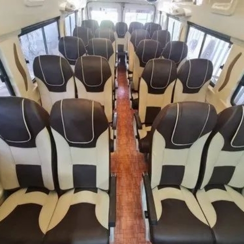 Bus Seats - Powder-Coated Metal Frame with PU or Fabric Cover, Black | Ergonomic Contour, Armrests, Seat Belts, Anti-Slip Base