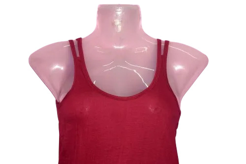 Double Dori Camisole - Cotton, Red, Sleeveless Top | Adjustable Straps, Lightweight Comfort
