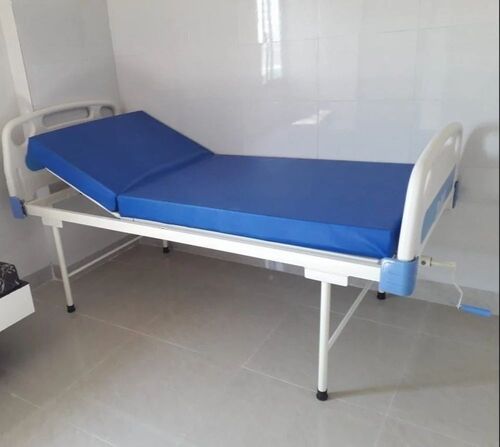 Hospital Plain Bed - Standard Size, White & Blue | Comfortable, Durable, Foldable, Portable, 1 Year Warranty