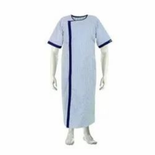 Plain Stitched Cotton Patient Gown - Cotton, Multiple Sizes, White, Short Sleeve, Breathable Fabric, Adjustable Ties