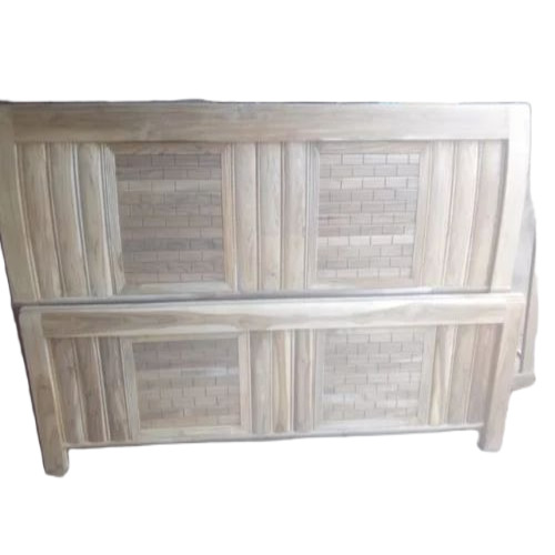 Plain Wooden Double Bed - Solid Teak Wood, Brown, Rectangular Platform | Durable, Polished Finish, Modern Appearance