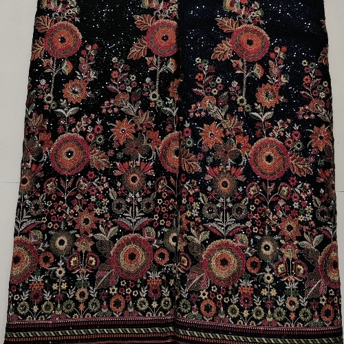 Embroidery Sequence Work Fabric - Lightweight Colorfast Sequin Embroidery, Stain & Wrinkle Resistant