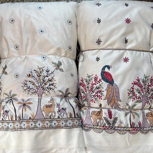 Kashmir Aari Work Fabric - Embroidered Breathable Texture, Fire Proof, Quick Dry, Stretchable, UV-Proof