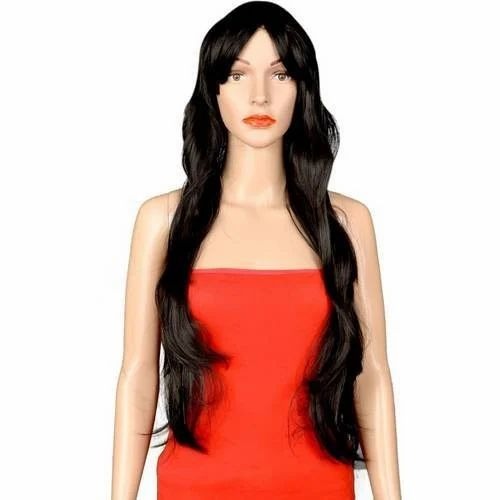Original Fibre Synthetic Wig Hair Extension - Synthetic Hair, 26 Inch, Black | Increases Hair Volume, Can Be Curled, Double Hair Type