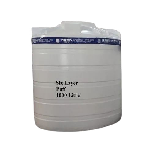 1000L Six Layer Puff Plastic Water Storage Tank - Plastic, 1000L, White | Durable, Heat Resistant, Rust and Leak Proof