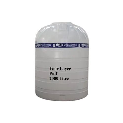 2000L Four Layer Puff Plastic Water Storage Tank - Plastic, 2000L, White, Cylindrical, Durable, Heat Resistant, Rust and Leak Proof