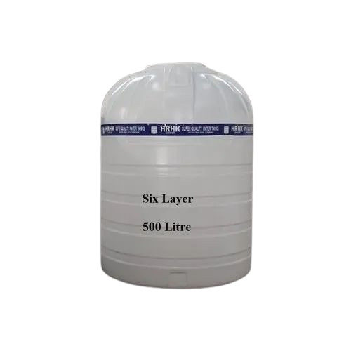 500L Six Layer Plastic Water Storage Tank - Plastic, Cylindrical, White, 6mm Thickness, Durable Heat Resistant Rust Proof