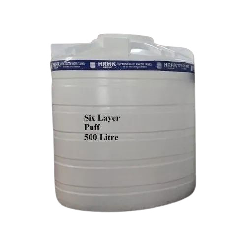500L Six Layer Puff Plastic Water Storage Tank - Plastic, 500L, White | Durable, Heat Resistant, Rust and Leak Proof