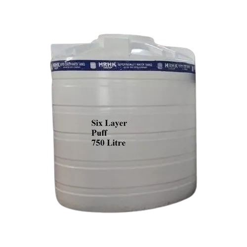 750L Six Layer Puff Plastic Water Storage Tank - Plastic, White, Cylindrical | Durable, Heat Resistant, Rust and Leak Proof