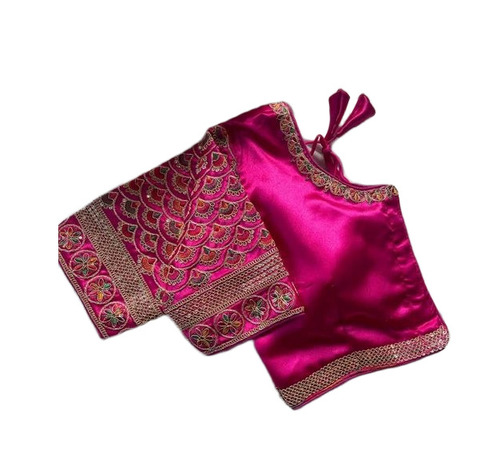 Blouse - Silk, XS-XXXL, Pink, Hook & Eye Closure | Embroidered, Breathable, Quick Dry, Anti Wrinkle