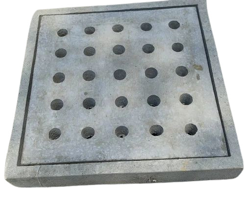 Cement Manhole Cover - Cement, 800x800 mm, Grey, 35 Kg | Drainage Application, Painted Coating, 1.5 Tonne Load Capacity, Square Lock