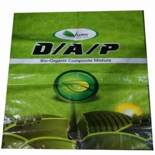 Digital Printed Polypropylene Bag - 25 kg, Green, 30 GSM | White Polypropylene, Custom Size