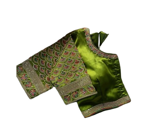 Embroidered Blouses - Silk Fabric, Size XS-XXXL, Green | Anti Wrinkle, Breathable, Quick Dry, Washable